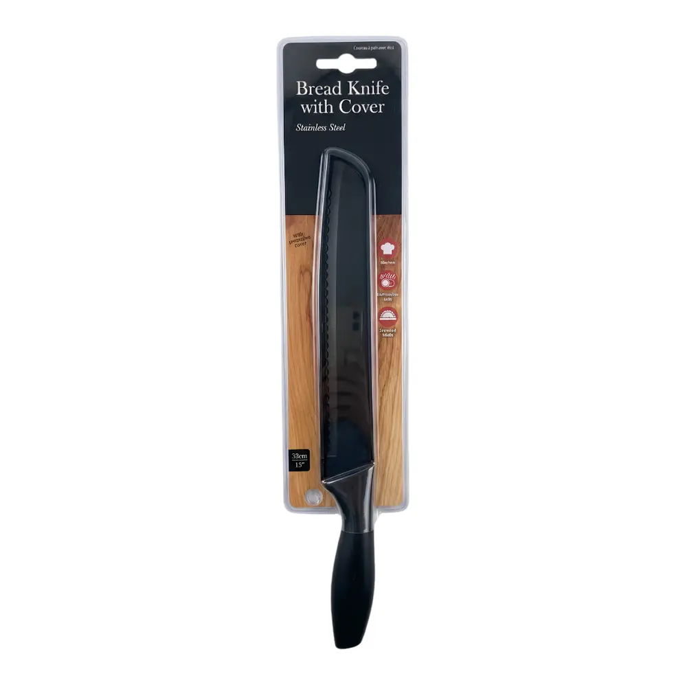 Dao Cắt Bánh Mì Có Nắp Đậy, Stainless Steel Bread Knife with Cover (32cm) - UNCLE BILLS