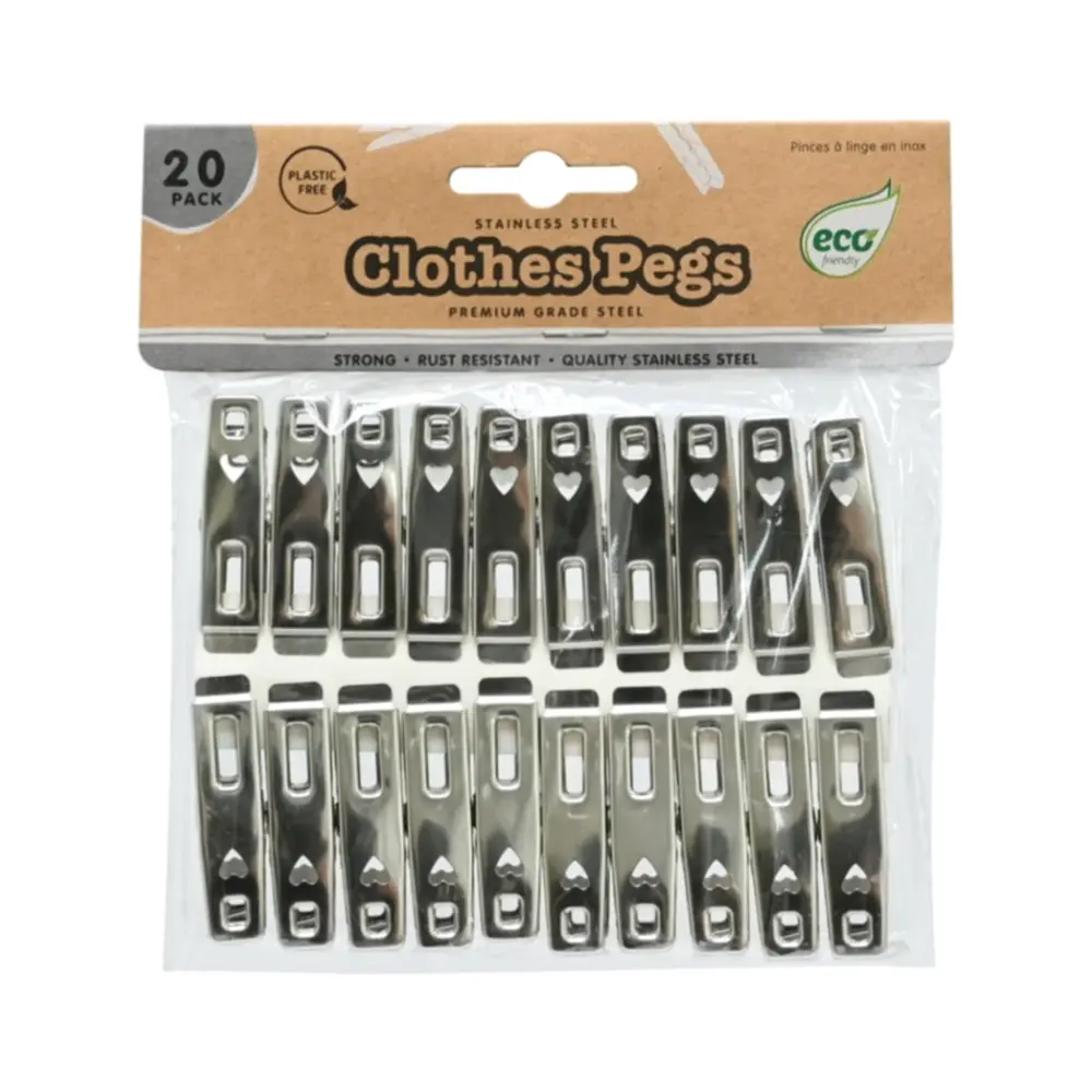 Kẹp Phơi Quần Áo Bằng Thép Không Gỉ, Stainless Steel Clothes Peg, 20 Cái - UNCLE BILLS