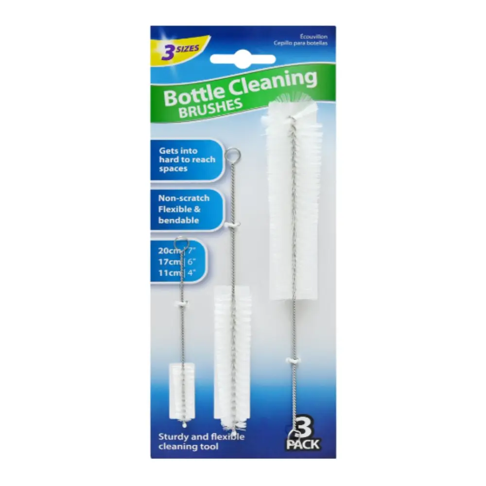 Bộ 3 Bàn Chải Vệ Sinh Chai, Bottle Cleaning Brushes, 3 Sizes (20, 17, 11cm) - UNCLE BILLS