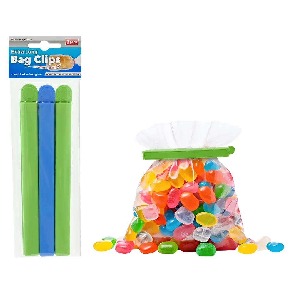 Đồ Kẹp Miệng Túi Siêu Dài, Extra Long Bag Clips, 3 Cái (21 x 2cm) - UNCLE BILLS