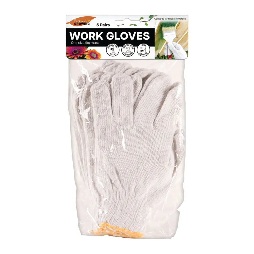 Găng Tay Lao Động/Làm Vườn, Backyard Growing, Work Gloves, One Size White, 5 Đôi - UNCLE BILLS
