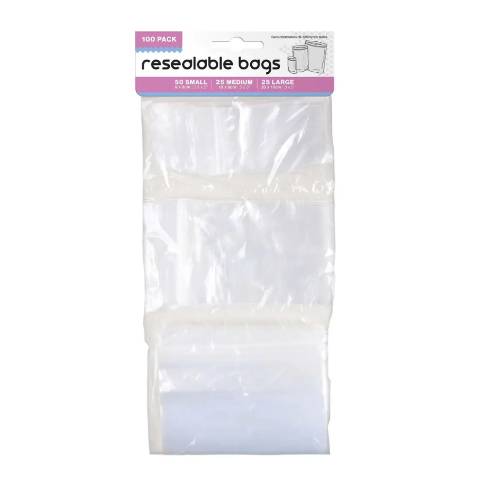 Túi Zip Nhiều Kích Cỡ, Mixed Re-Sealable Bags, 100 Cái - UNCLE BILLS