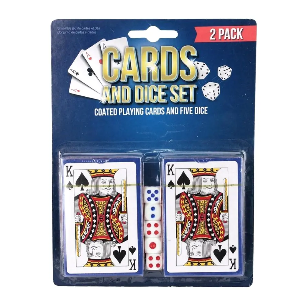 2 Bộ Bài & 5 Xúc Xắc, Coated Playing Cards & Dice Set - UNCLE BILLS