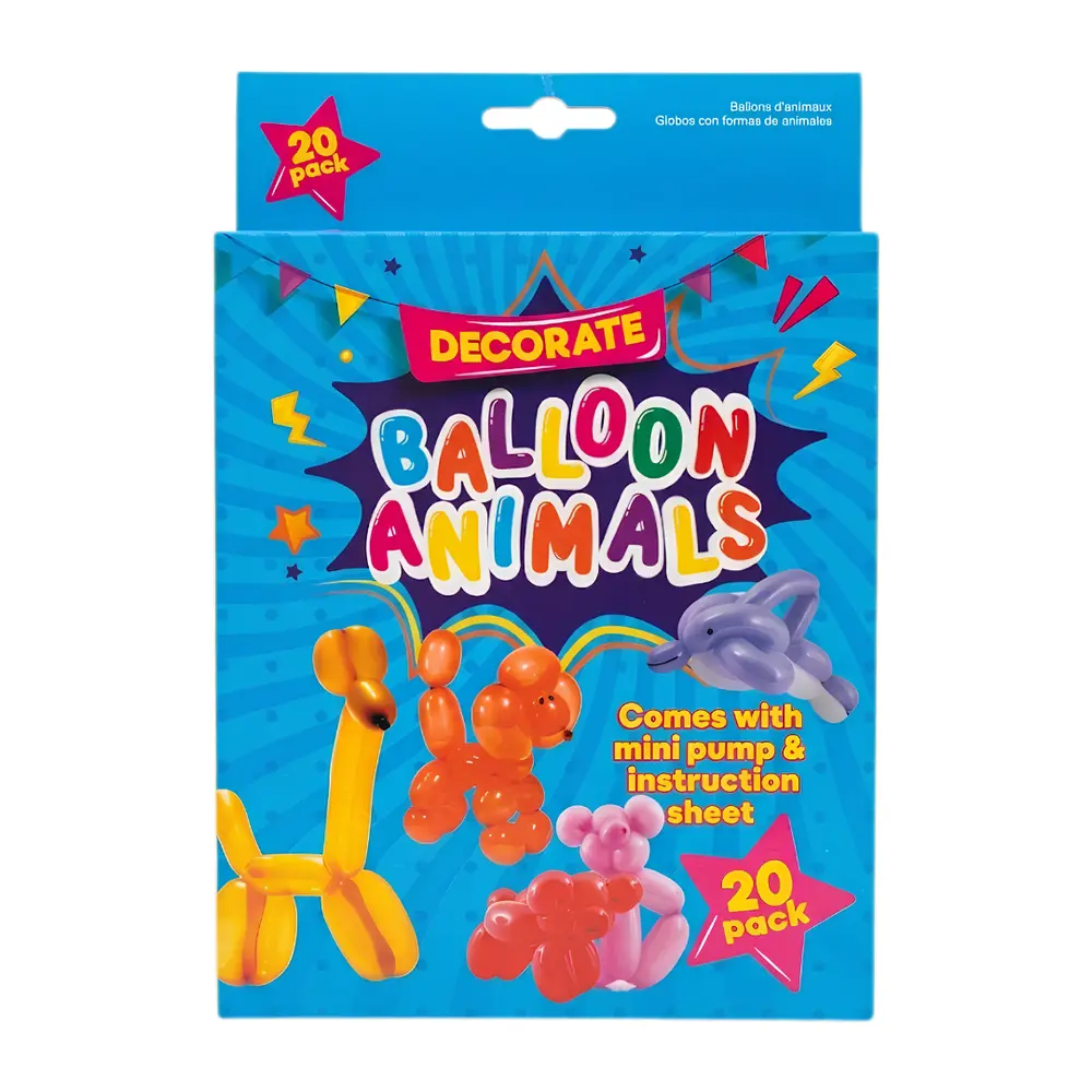 Bong Bóng Tạo Hình Thú & Ống Bơm, Decorate Balloon Animals with Mini Pump, 20 Cái - UNCLE BILLS