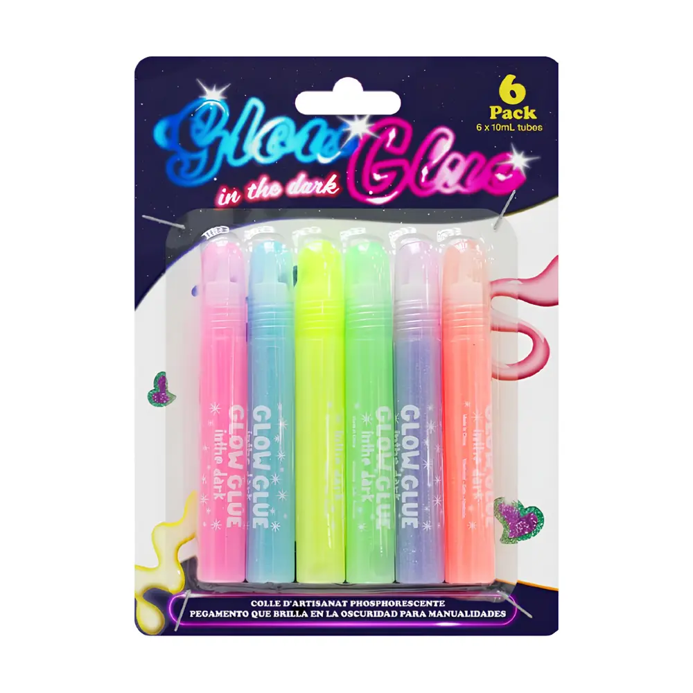 Keo Thủ Công Phát Sáng Trong Tối, Glow in the Dark Glue, 6 Ống (60ml) - UNCLE BILLS