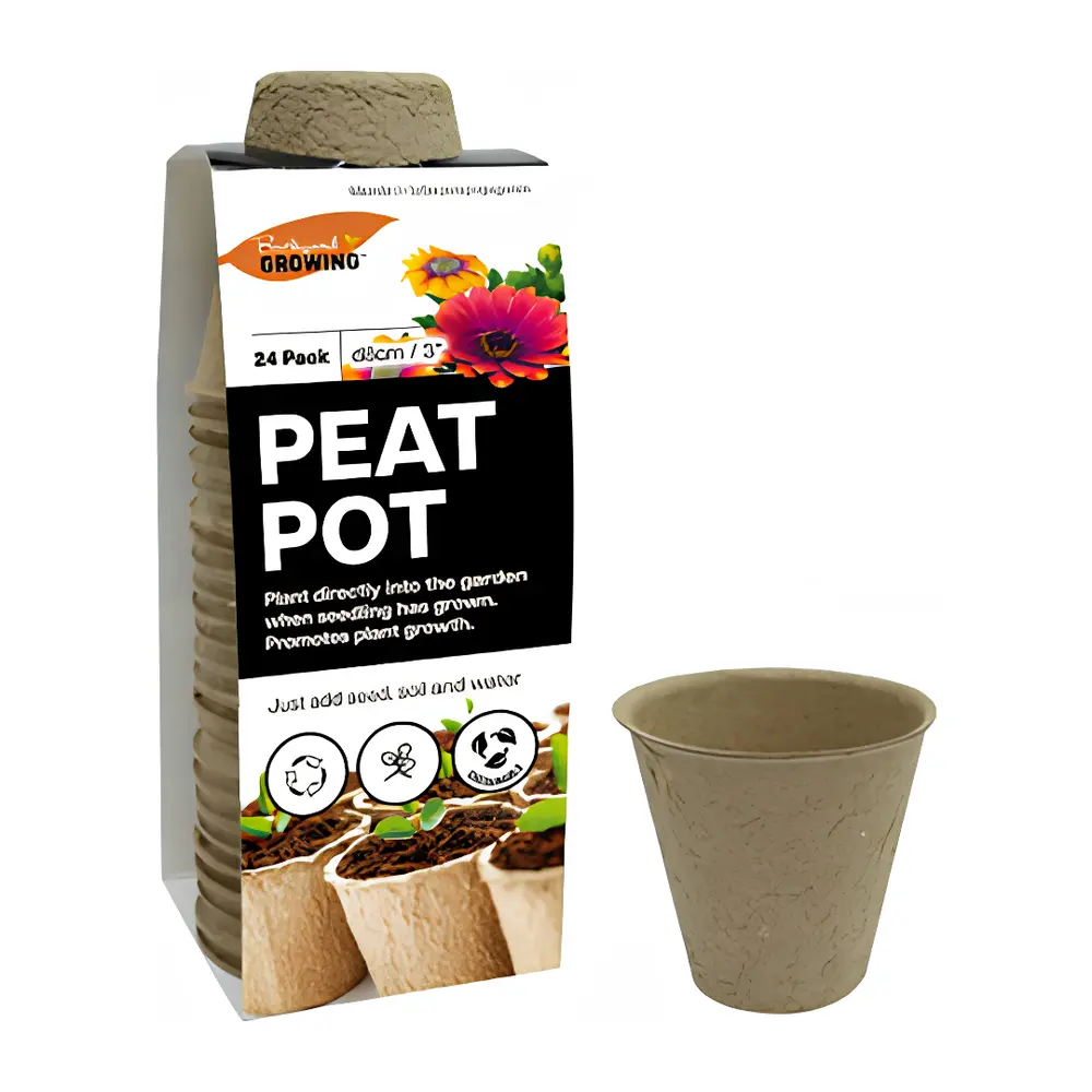 Chậu Than Bùn Tròn, Backyard Growing, Round Propagation Peat Pot, 24 Cái (8cm) - UNCLE BILLS