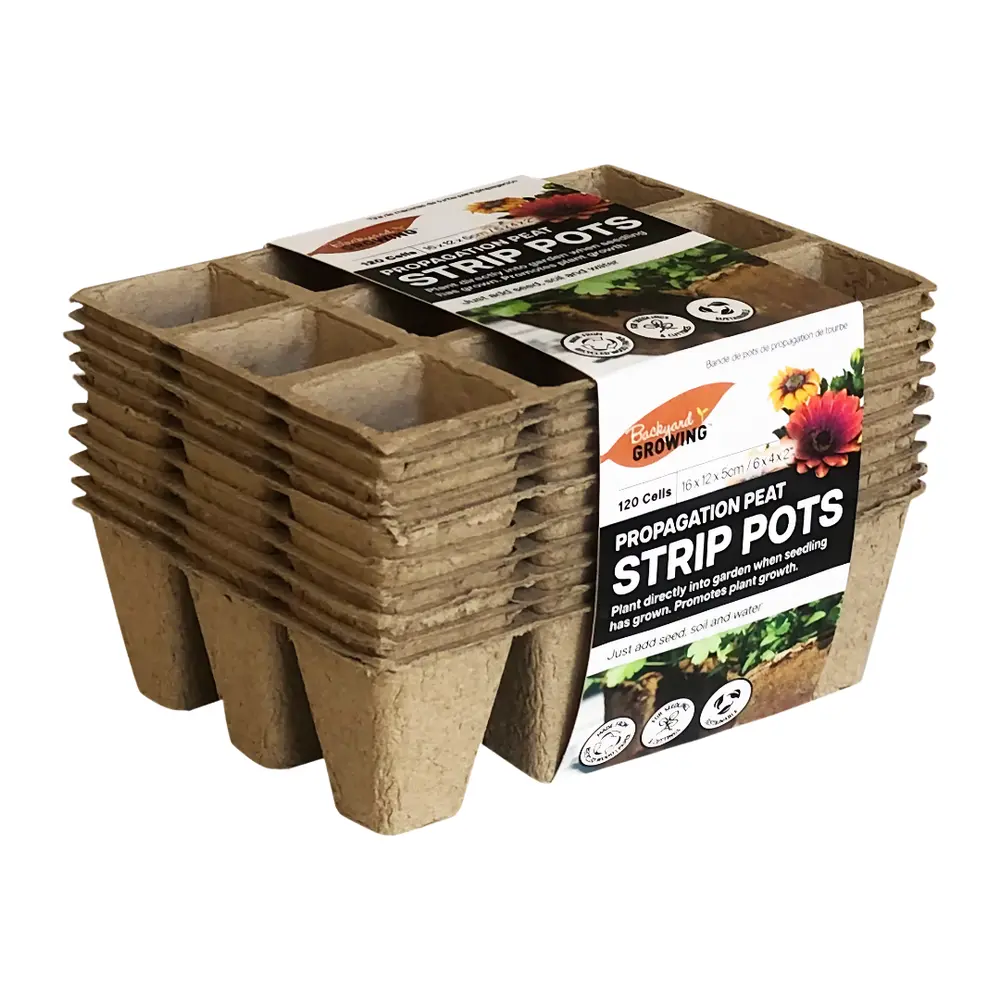 Chậu Than Bùn Trồng Cây, Backyard Growing, Propagation Peat Strip Pots, 120 Ô (16 x 12 x 5cm) - UNCLE BILLS