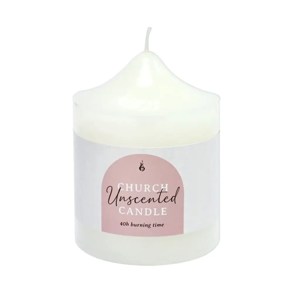Nến Trụ Trắng Nhà Thờ Không Mùi, White Church Unscented Candle, 40h Burning Time (7.5 x 10cm) - UNCLE BILLS