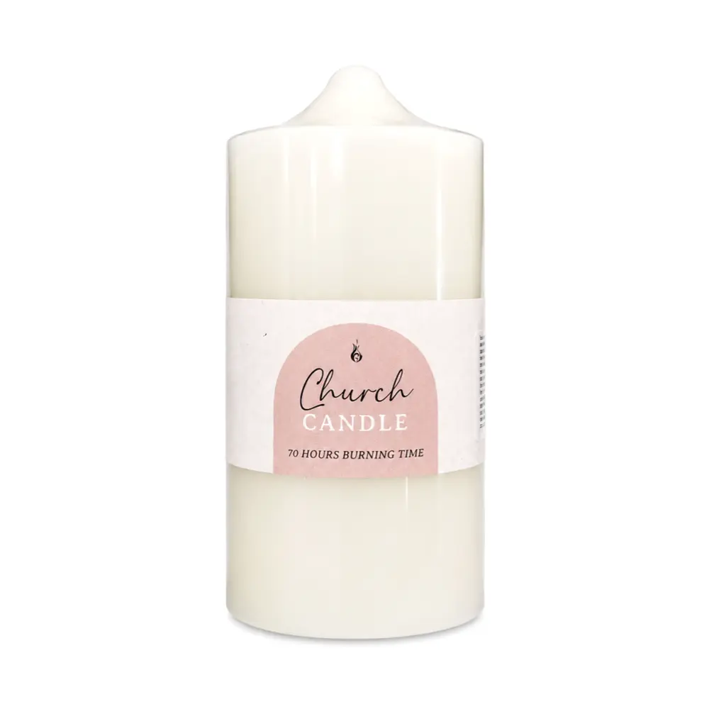 Nến Trụ Trắng Nhà Thờ Không Mùi, White Church Unscented Candle, 70h Burning Time (7.5 x 15cm) - UNCLE BILLS