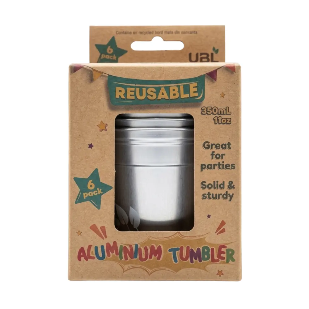 Ly Nhôm Tái Sử Dụng, Reusable Aluminium Tumbler, 6 Cái (350ml) - UNCLE BILLS