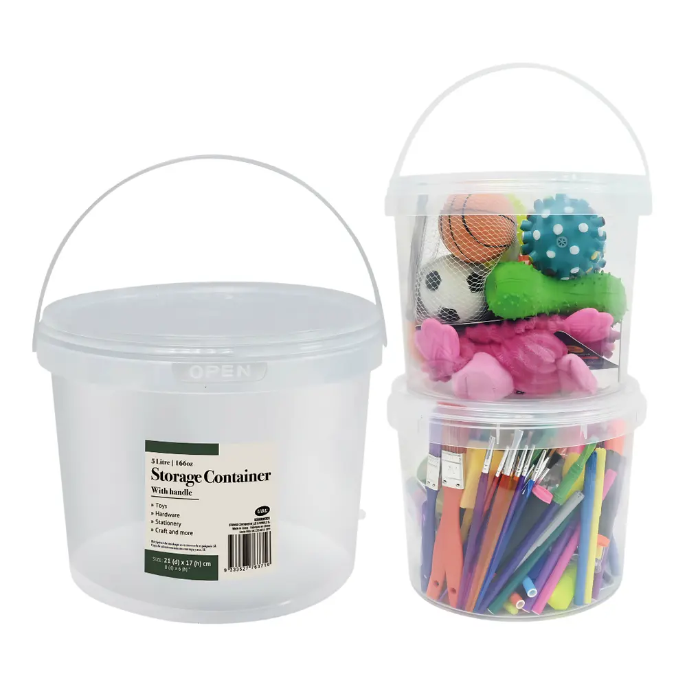 Xô Nhựa Có Nắp & Quai Xách, Storage Container with Lid & Handle, 5L (21 x 17cm) - UNCLE BILLS