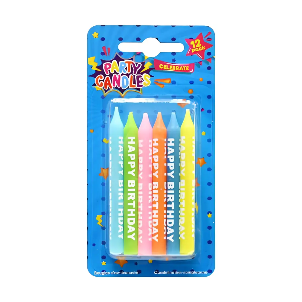 Nến In Chữ Chúc Mừng Sinh Nhật, Happy Birthday Printed Party Candles, 12 Cái - UNCLE BILLS