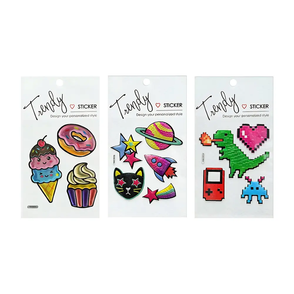 Hình Dán Trang Trí Ba Lô Túi Xách (Nhiều Mẫu), Trendy Laser Sticker Patches, 3 Cái (100 x 124mm) - UNCLE BILLS