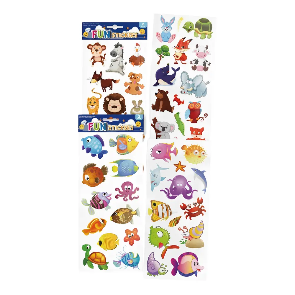 Hình Dán Động Vật Vui Nhộn (Nhiều Mẫu), Fun Stickers, 2 Tờ - UNCLE BILLS