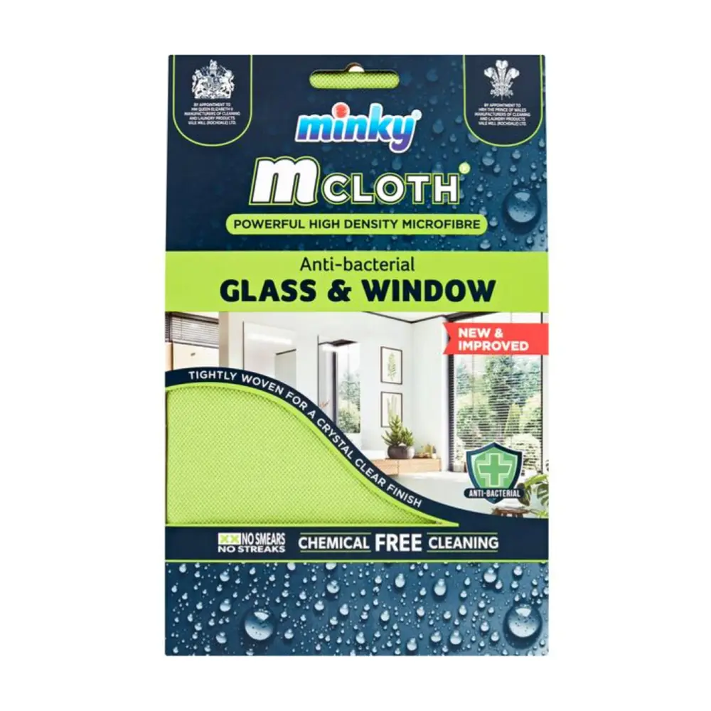 Khăn Lau Kính & Cửa Sổ Kháng Khuẩn, Mcloth, Powerfull High Density Microfibre, Anti-bacterial Glass & Window (40 x 50cm) - MINKY