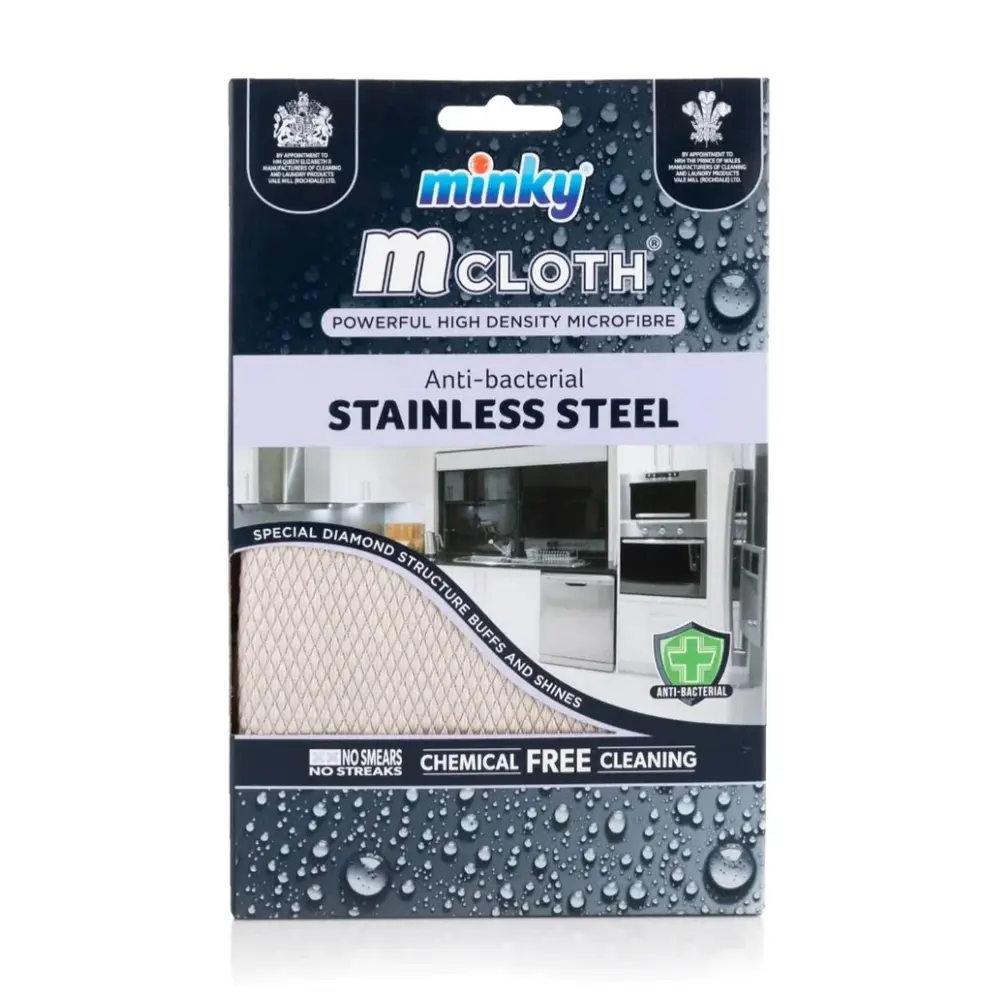 Khăn Lau Đồ Kim Loại Kháng Khuẩn, Mcloth, Powerful High Density Microfibre, Anti-bacterial Stainless Steel (32 x 32cm) - MINKY