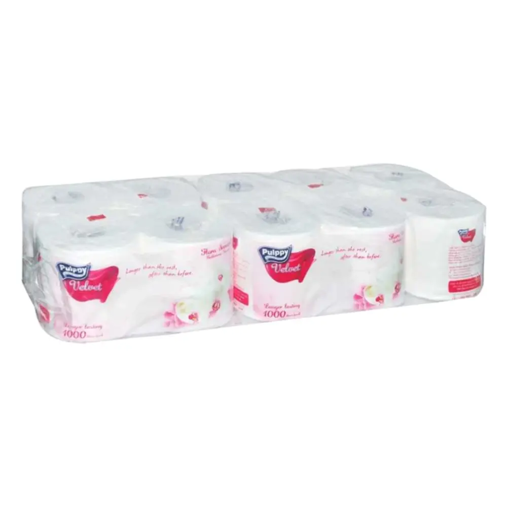 Giấy Vệ Sinh 2 Lớp Cao Cấp Hương Hoa, Velvet Bathroom Tissue, Flora Scented, 10 Cuộn (100 x 100mm) - PULPPY