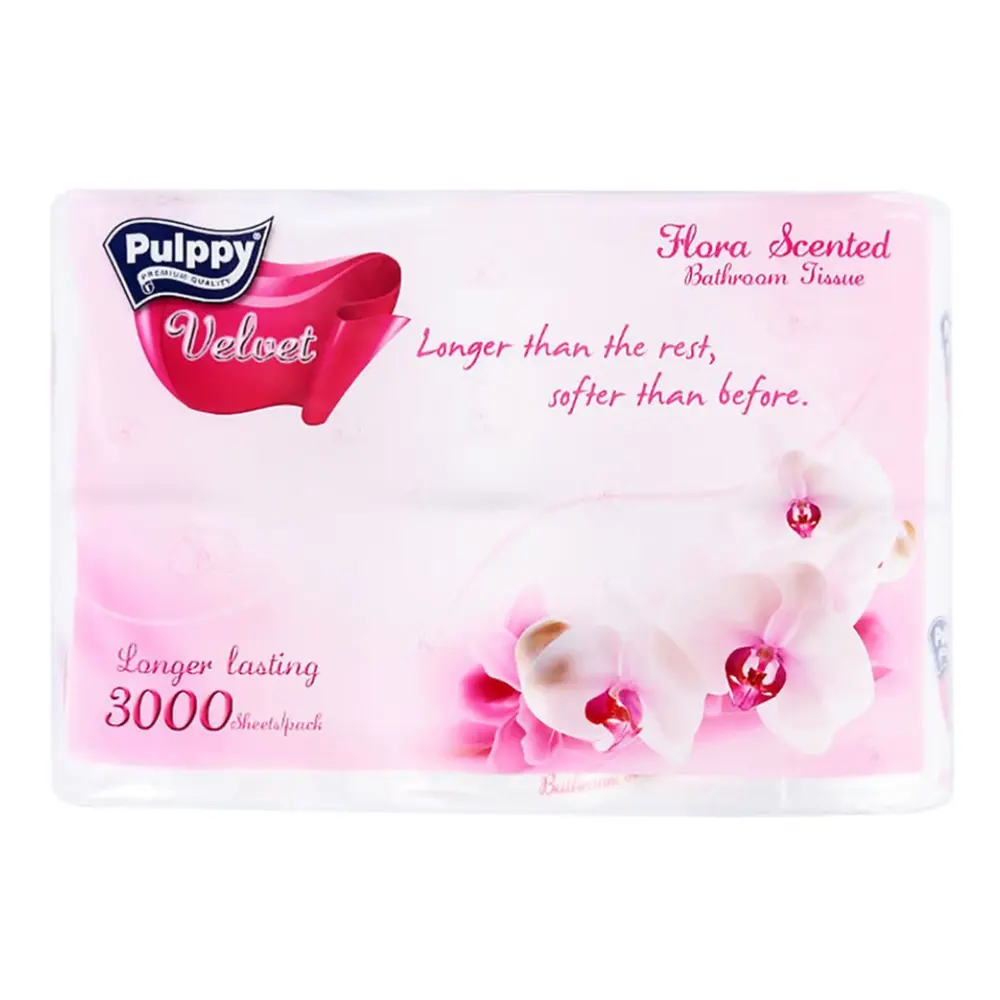 Giấy Vệ Sinh 2 Lớp Cao Cấp Hương Hoa, Velvet Bathroom Tissue, Flora Scented, 6 Cuộn (100 x 100mm) - PULPPY