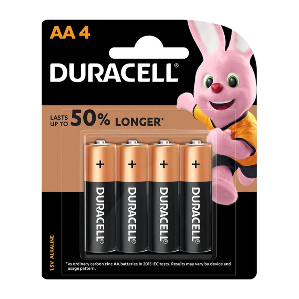 Pin AA, 50% Longer Lasting AA Battery, 1.5V Alkaline, 4 Viên - DURACELL