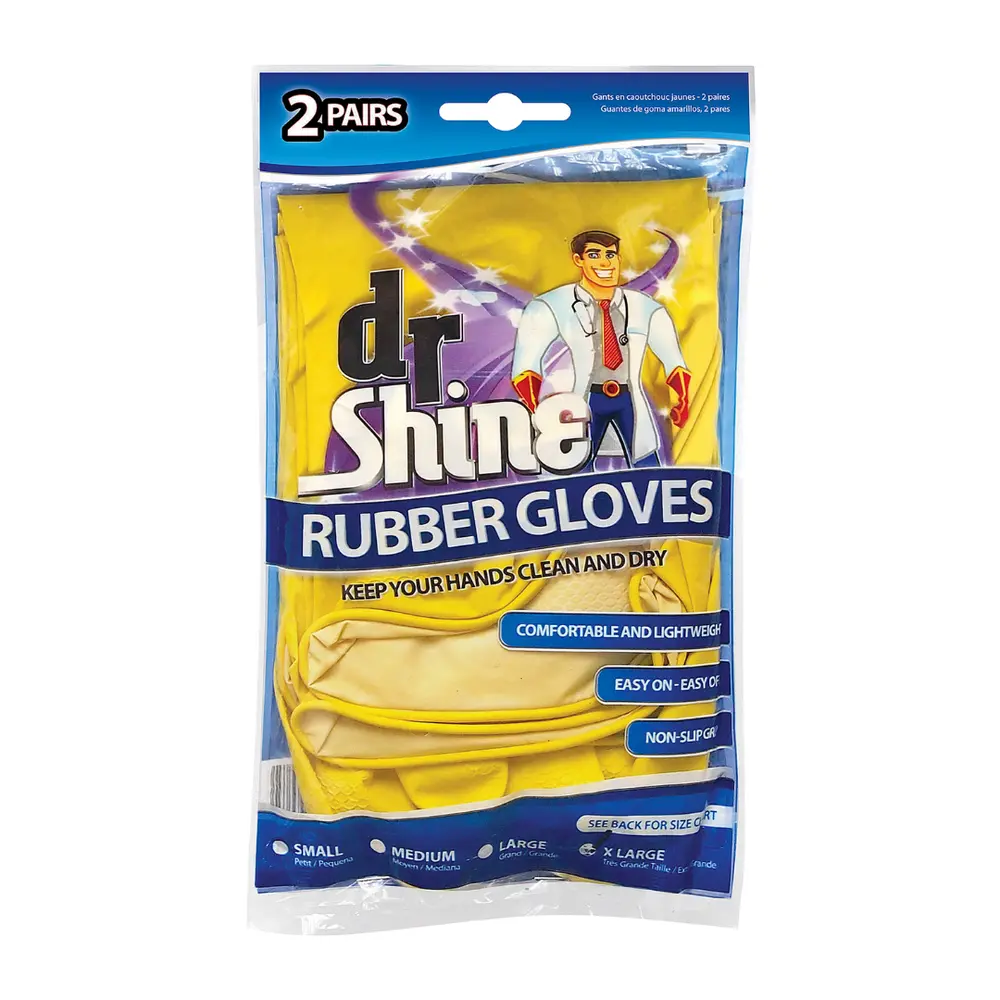 Găng Tay Cao Su Màu Vàng, Yellow Rubber Gloves, Size S/M/L/XL, 2 Cặp - DR SHINE