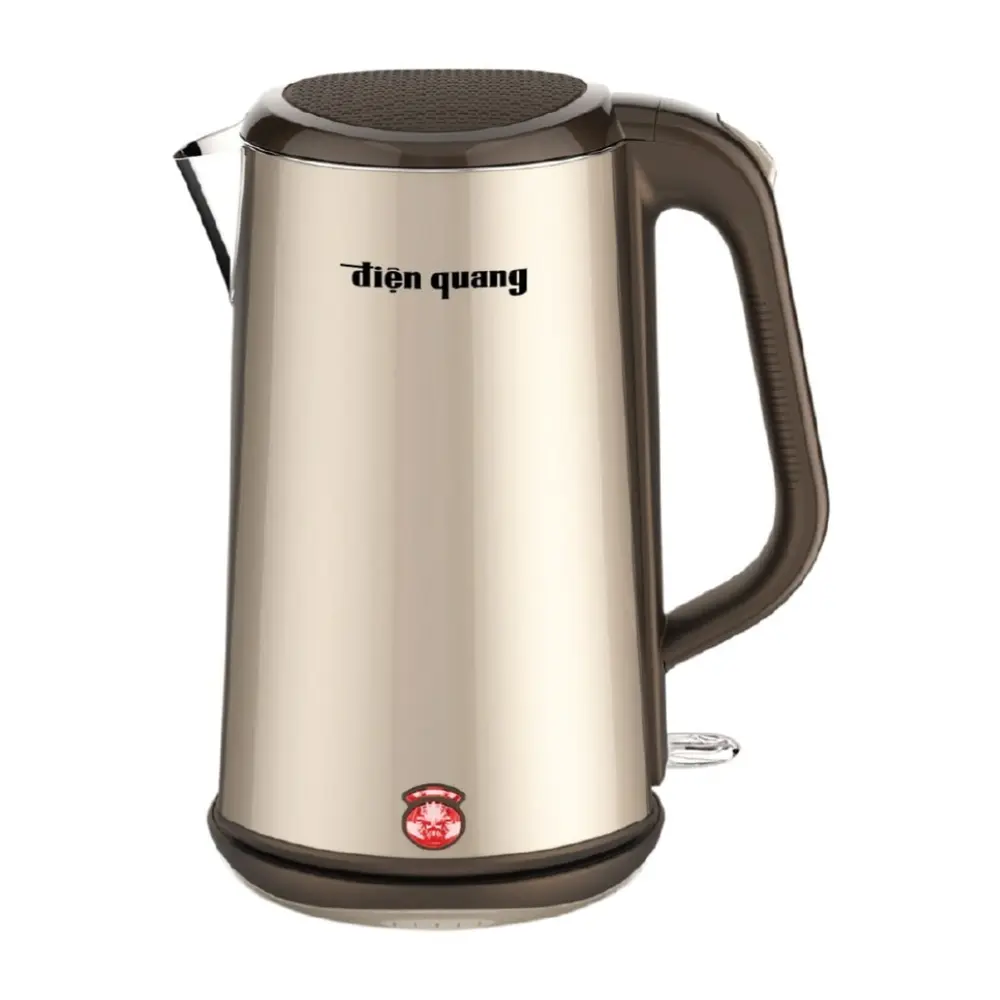 Ấm Đun Nước Cao Cấp Vỏ 3 Lớp Màu Ánh Kim, Inox 304 Electric Kettle, Gold, 1800W (1.8L) - DIEN QUANG