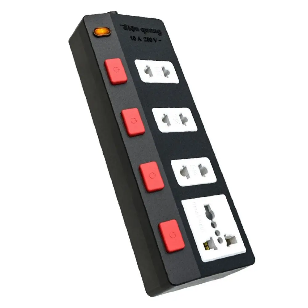 Ổ Cắm Điện Chịu Nhiệt 4 Lỗ Dây 5m, 5m Extension Socket with 4 Outlets & Individual Switches, 250V - 10A - DIEN QUANG
