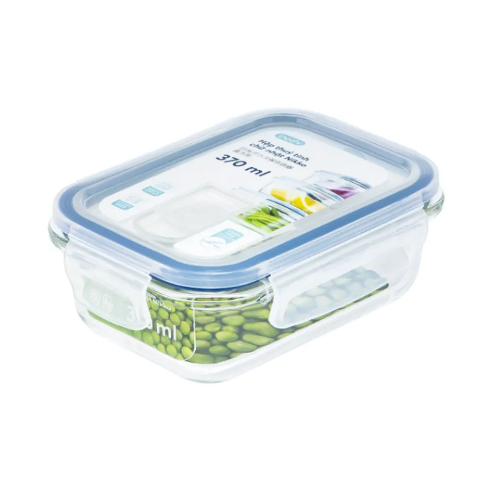 Hộp Thủy Tinh Chữ Nhật, Nikko Rectangle Glass Storage Container, 370ml (155 x 114 x 56mm) - INOCHI