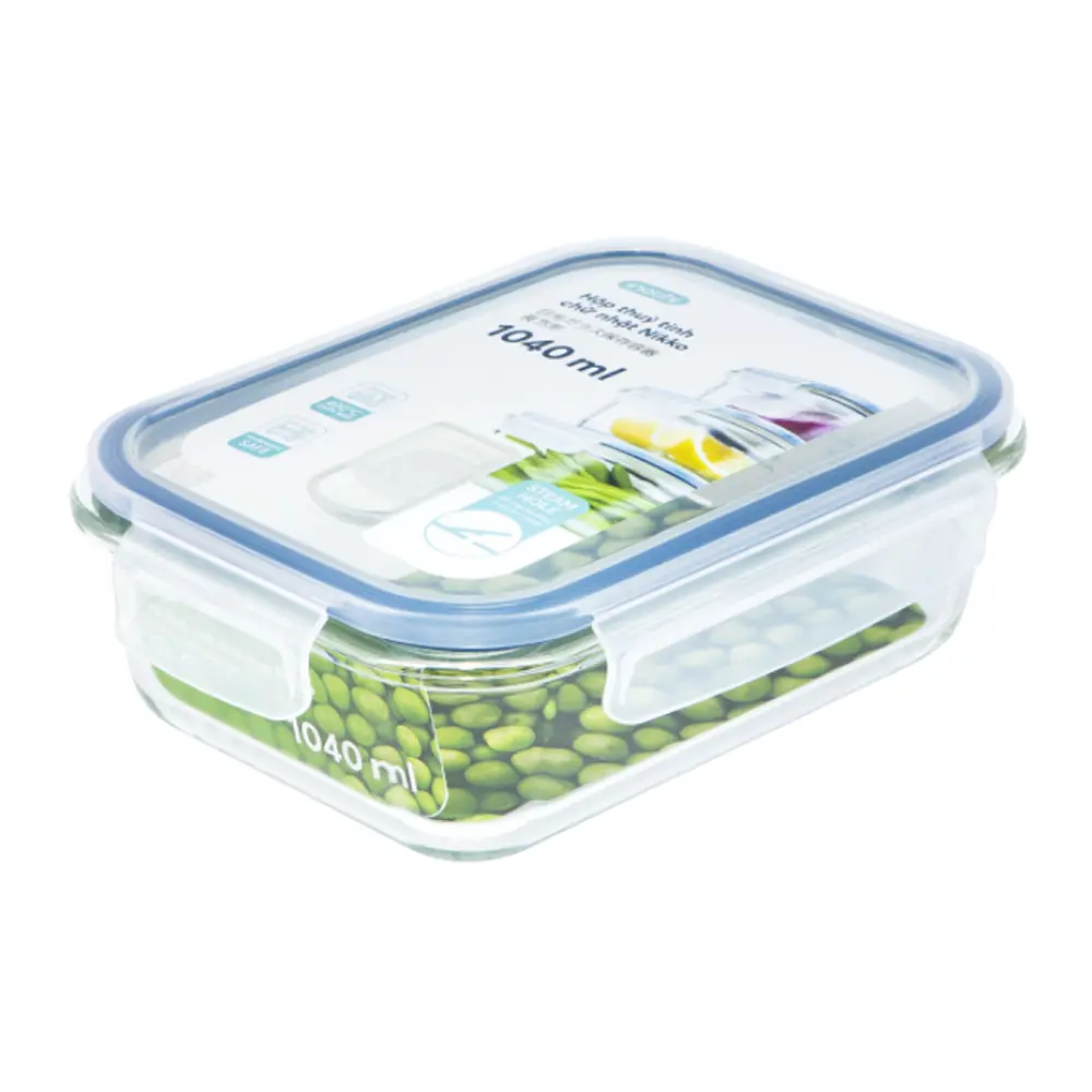 Hộp Thủy Tinh Chữ Nhật, Nikko Rectangle Glass Storage Container, 1040ml (210 x 159 x 67mm) - INOCHI