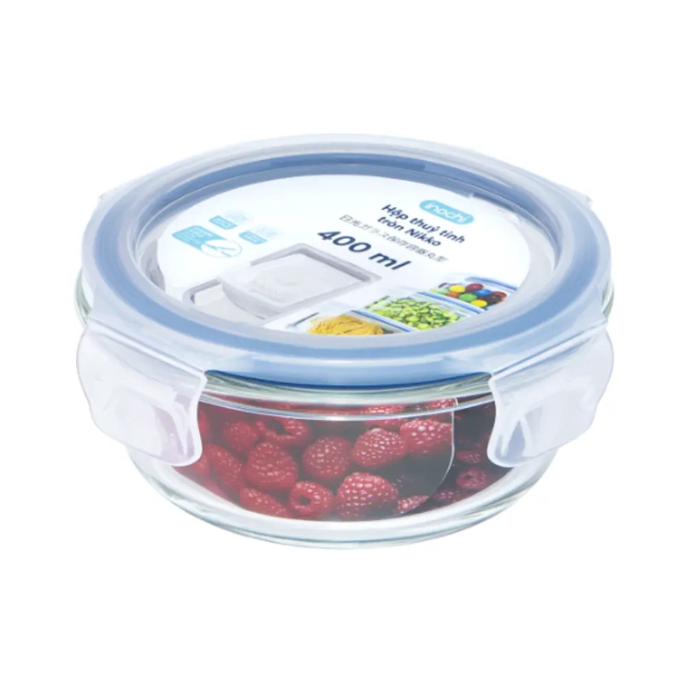 Hộp Thủy Tinh Tròn, Nikko Round Glass Storage Container, 400ml (139 x 61mm) - INOCHI
