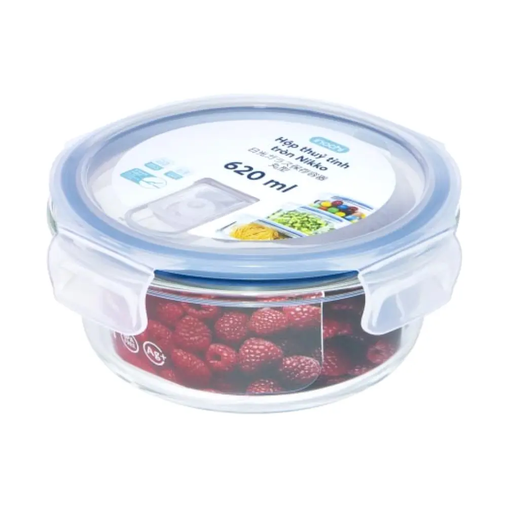Hộp Thủy Tinh Tròn, Nikko Round Glass Storage Container, 620ml (160 x 70mm) - INOCHI