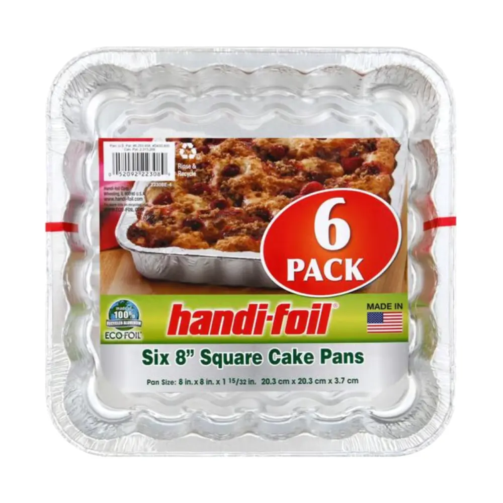 Khay Nhôm Vuông Nướng Bánh, Six 8`` Square Cake Pans, 6 Cái (20.3 x 20.3 x 3.7cm) - HANDI-FOIL