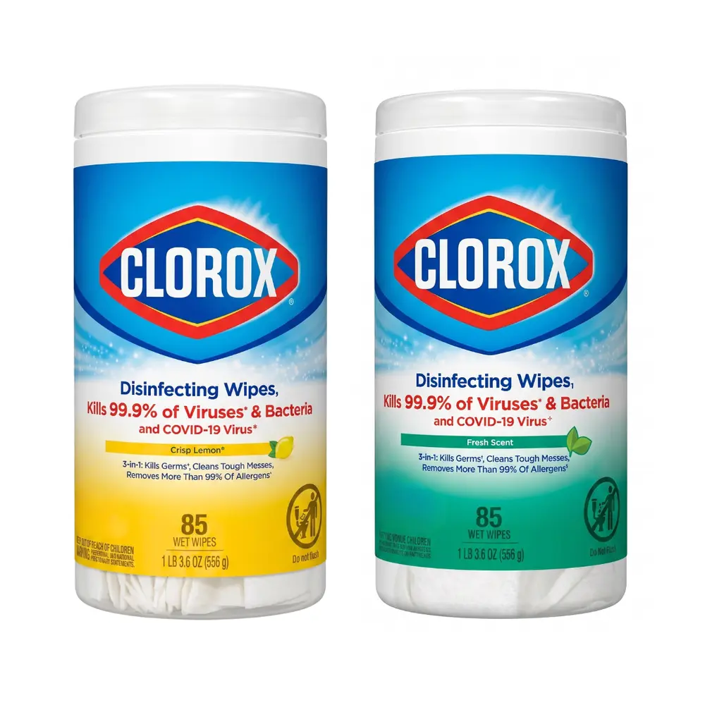 Khăn Lau Diệt Khuẩn (Nhiều Mùi), Disinfecting Wipes, Fresh Scent/Crisp Lemon, 85 Tờ, 3.6 oz (556g) - CLOROX