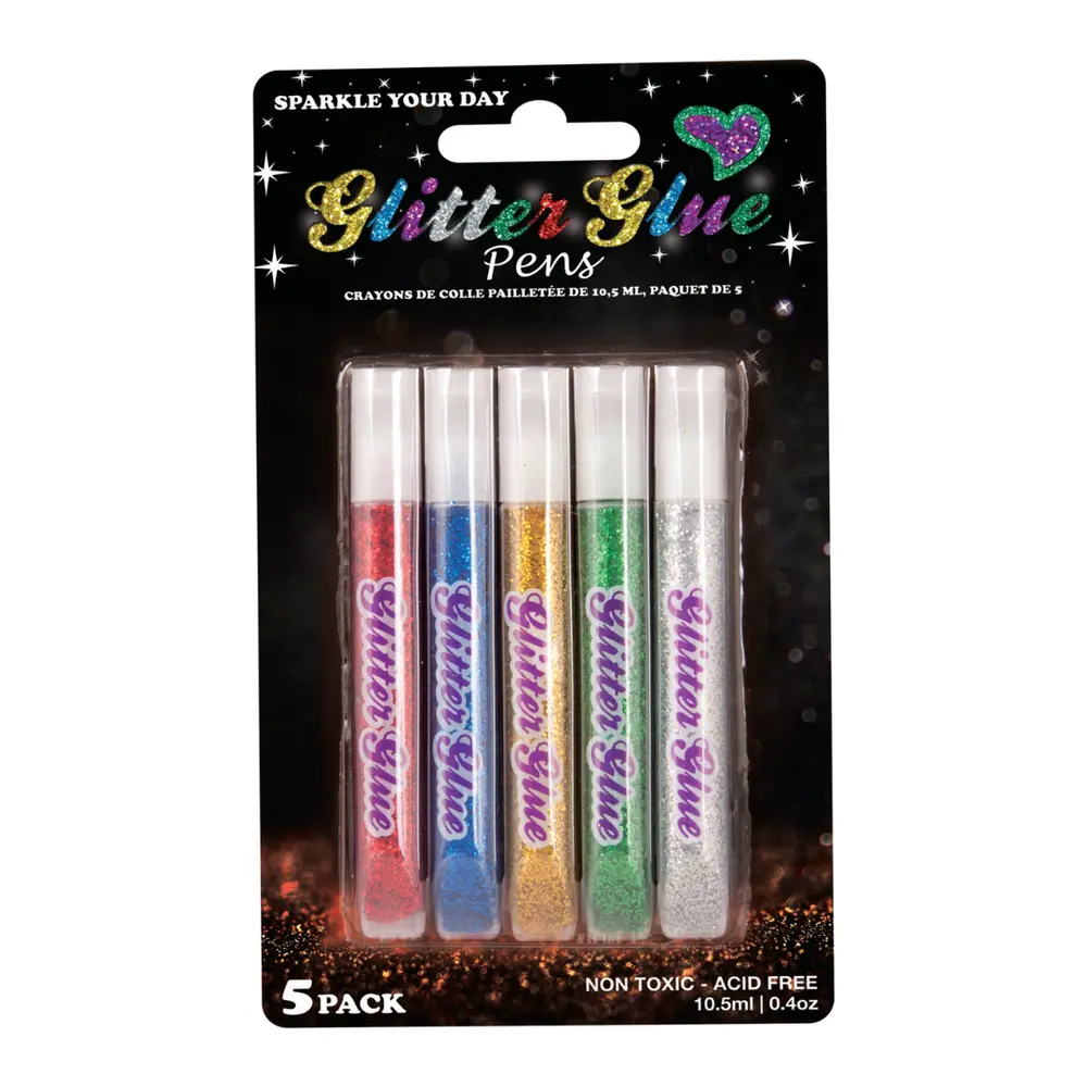 Bút Keo Kim Tuyến, Non-Toxic Glitter Glue Pens, 5 Cây (10.5ml) - UNCLE BILLS