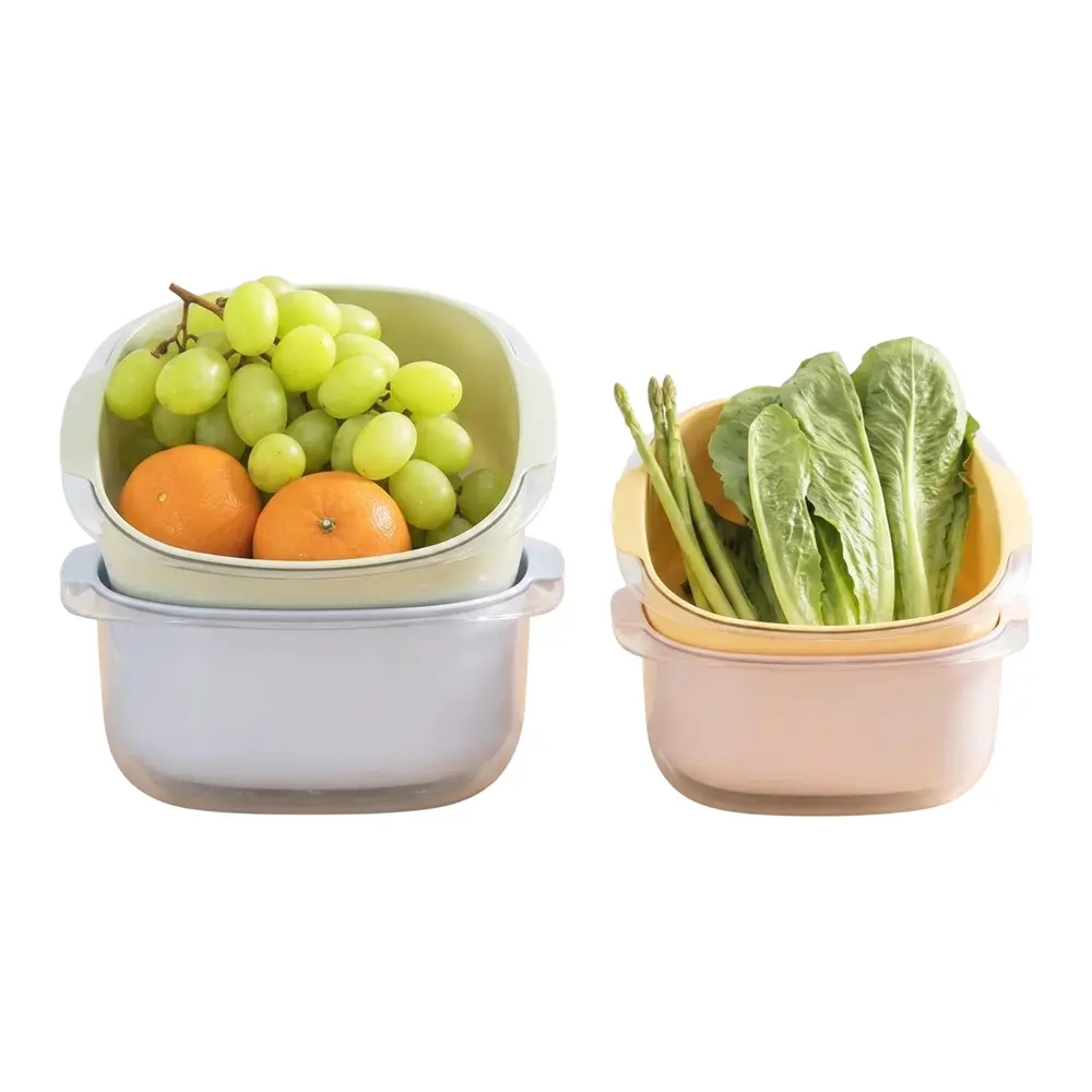 Bộ Thau Rổ Vuông, Yoko Square Colander & Bowl Set, 27cm (296 x 270 x 125mm) - INOCHI