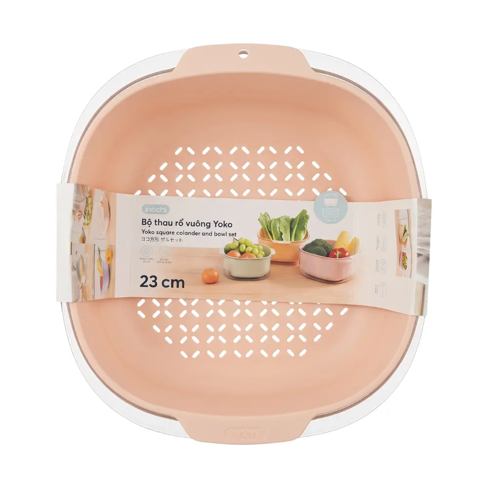 Bộ Thau Rổ Vuông, Yoko Square Colander & Bowl Set, 23cm (251 x 230 x 108mm) - INOCHI