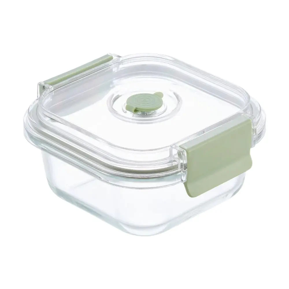 Hộp Thủy Tinh Vuông, Nikko Valve Square Glass Storage Container, 520ml (137 x 137 x 71mm) - INOCHI