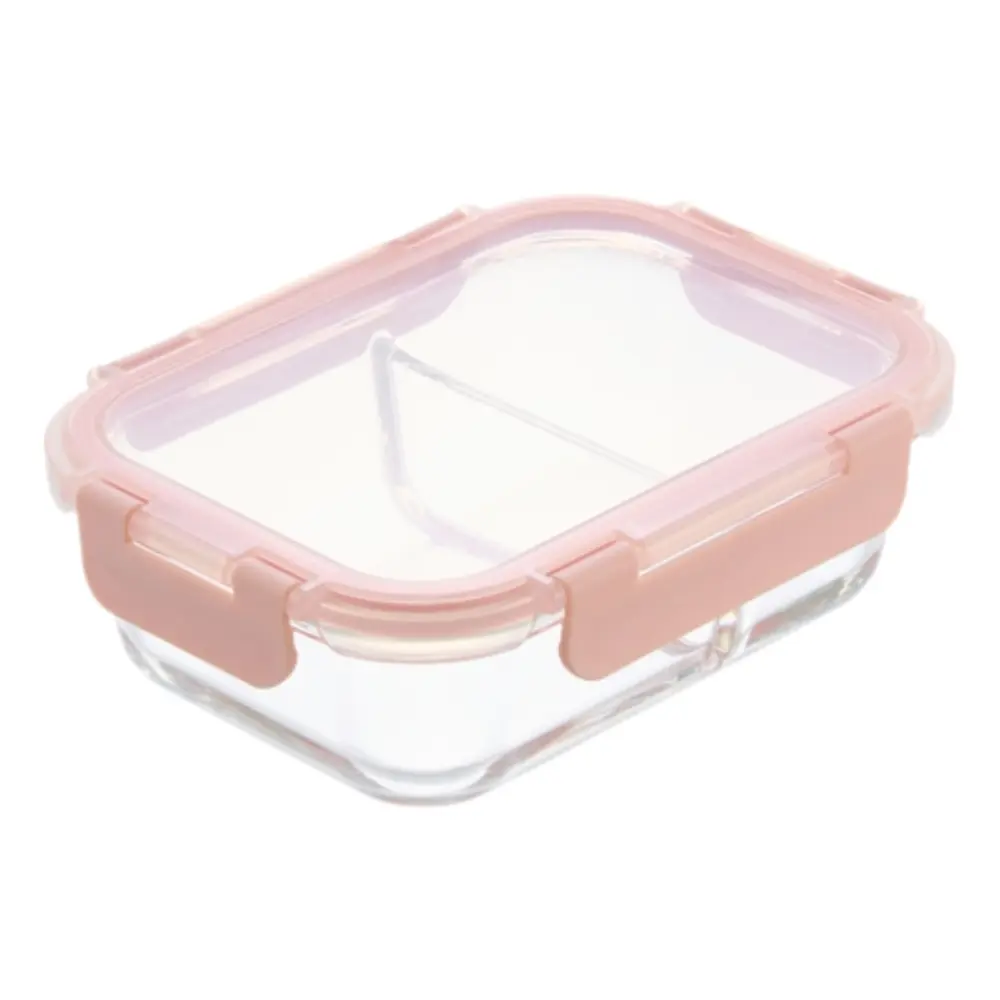 Hộp Thủy Tinh Chữ Nhật 2 Ngăn, Nikko Pure Rectangle Glass Storage Container, 1520ml (234 x 177 x 75mm) - INOCHI