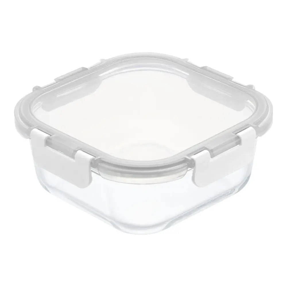 Hộp Thủy Tinh Vuông, Nikko Pure Square Glass Storage Container, 1100ml (185 x 185 x 76mm) - INOCHI