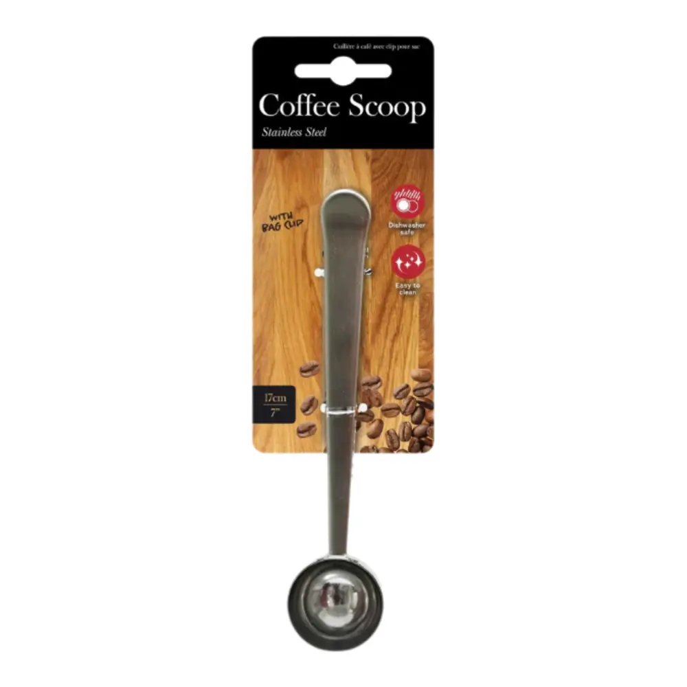 Muỗng Đong Cà Phê, Stainless Steel Coffee Scoop with Bag Clip (17cm) - UNCLE BILLS