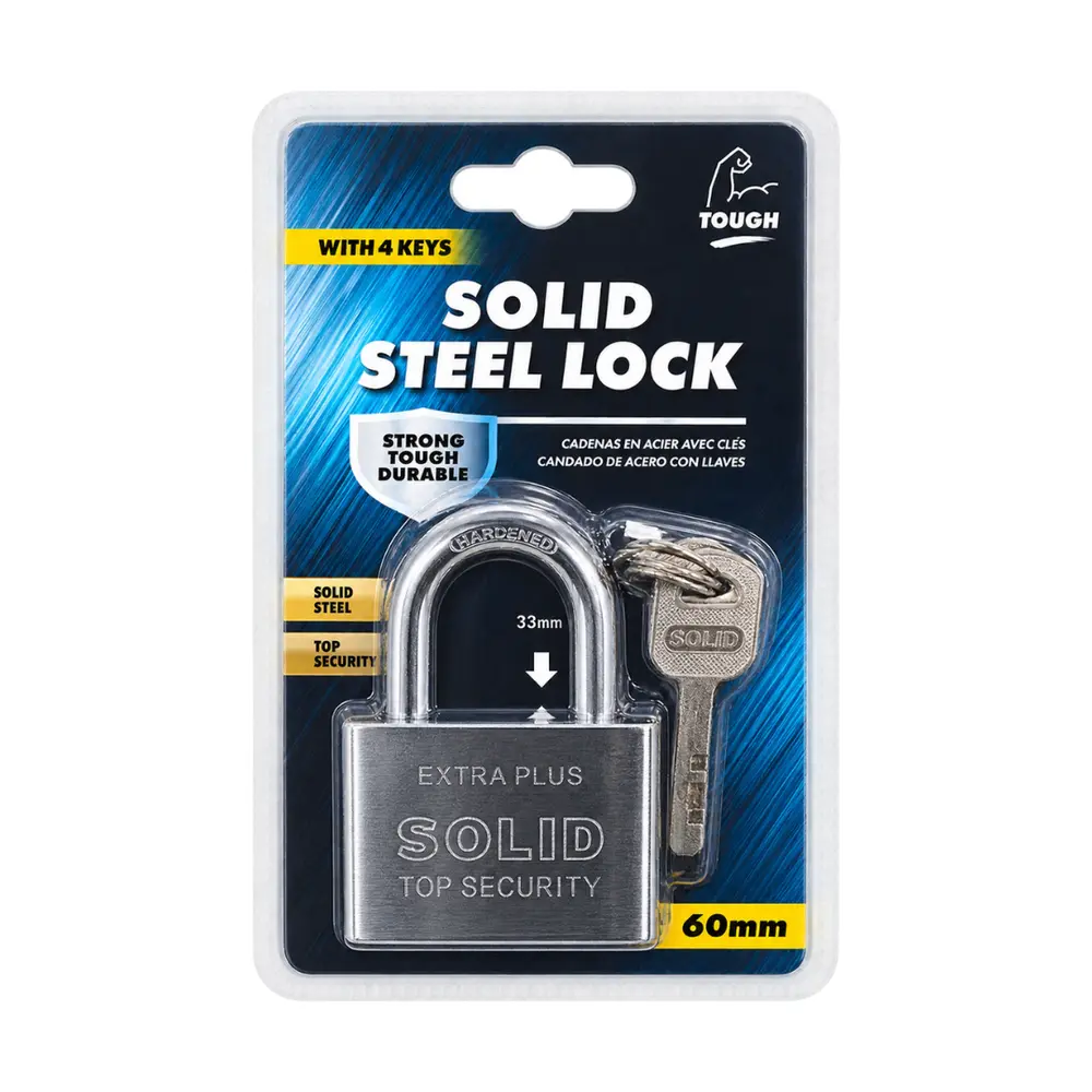 Ổ Khóa Bằng Thép & 4 Chìa Khóa, Solid Steel Lock with 4 Keys (60mm) - UNCLE BILLS