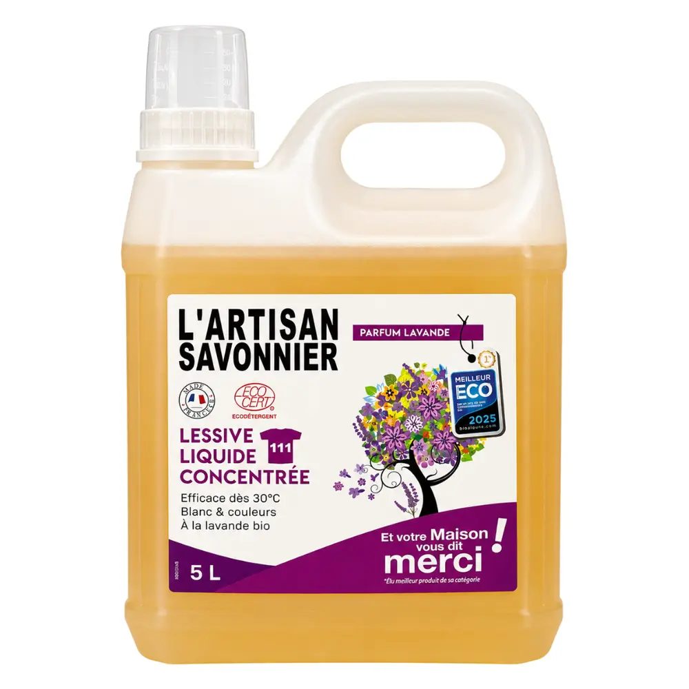 Nước Giặt Sinh Học Hoa Oải Hương, Concentrated Laundry Liquid, Lavender Scent, 111 Lần Giặt (5L) - L'ARTISAN SAVONNIER