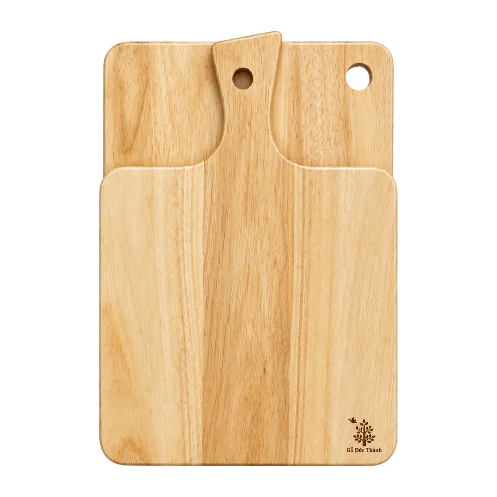 Bộ 2 Thớt Gỗ Cao Su, 2-Piece Rubber Wood Cutting Board Set (31.5 x 21 x 1.2cm) - GO DUC THANH