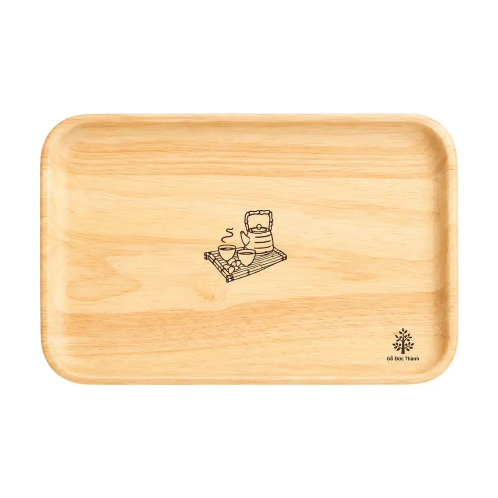 Đĩa Gỗ Chữ Nhật Lớn, Large Rectangular Wooden Tray (34 x 24 x 2cm) - GO DUC THANH