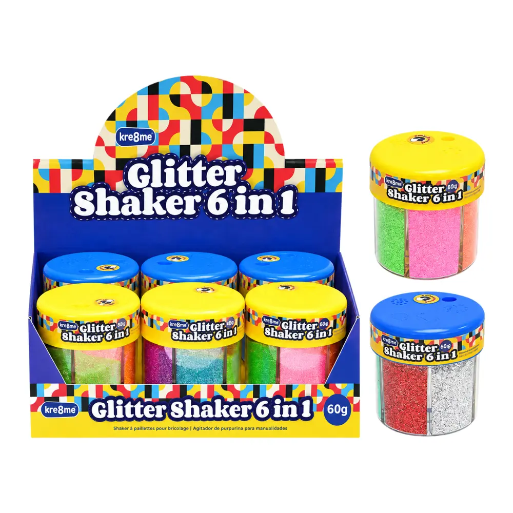 Ống Kim Tuyến 6 Màu, Kre8me, 6 in 1 Glitter Shaker (60g) - UNCLE BILLS