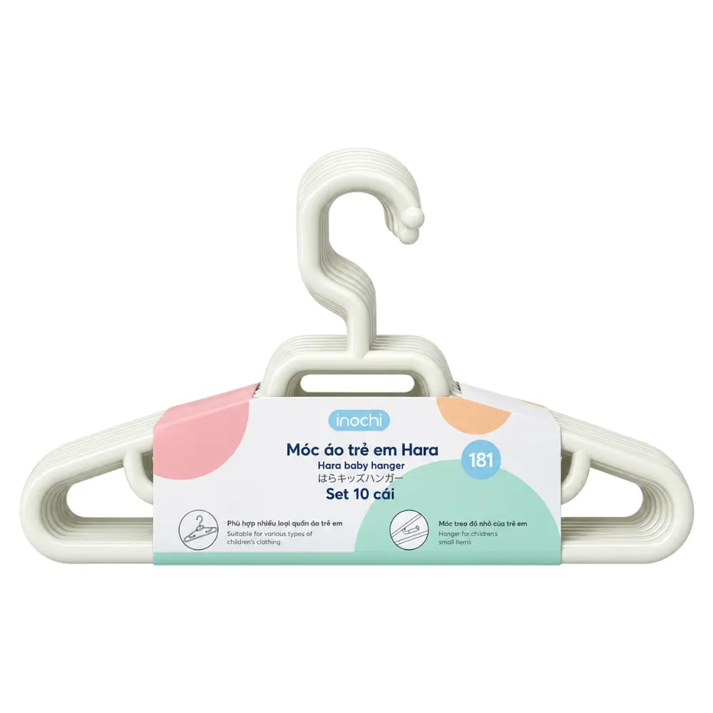 Móc Áo Trẻ Em, Hara Baby Hanger, 10 Cái (305 x 8.3 x 180mm) - INOCHI