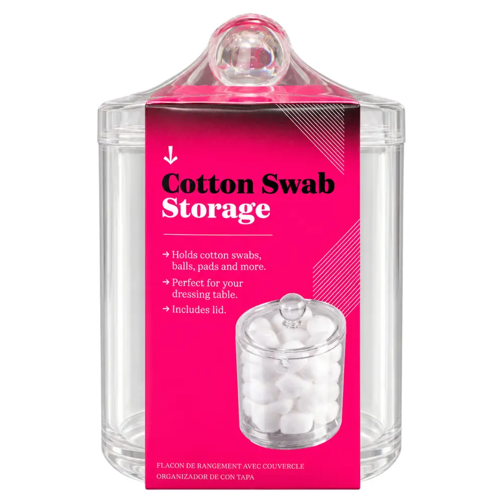 Hũ Đựng Tăm Bông/Bông Gòn, Cotton Swab Storage Jar with Lid (9.7 x 12.9cm) - UNCLE BILLS