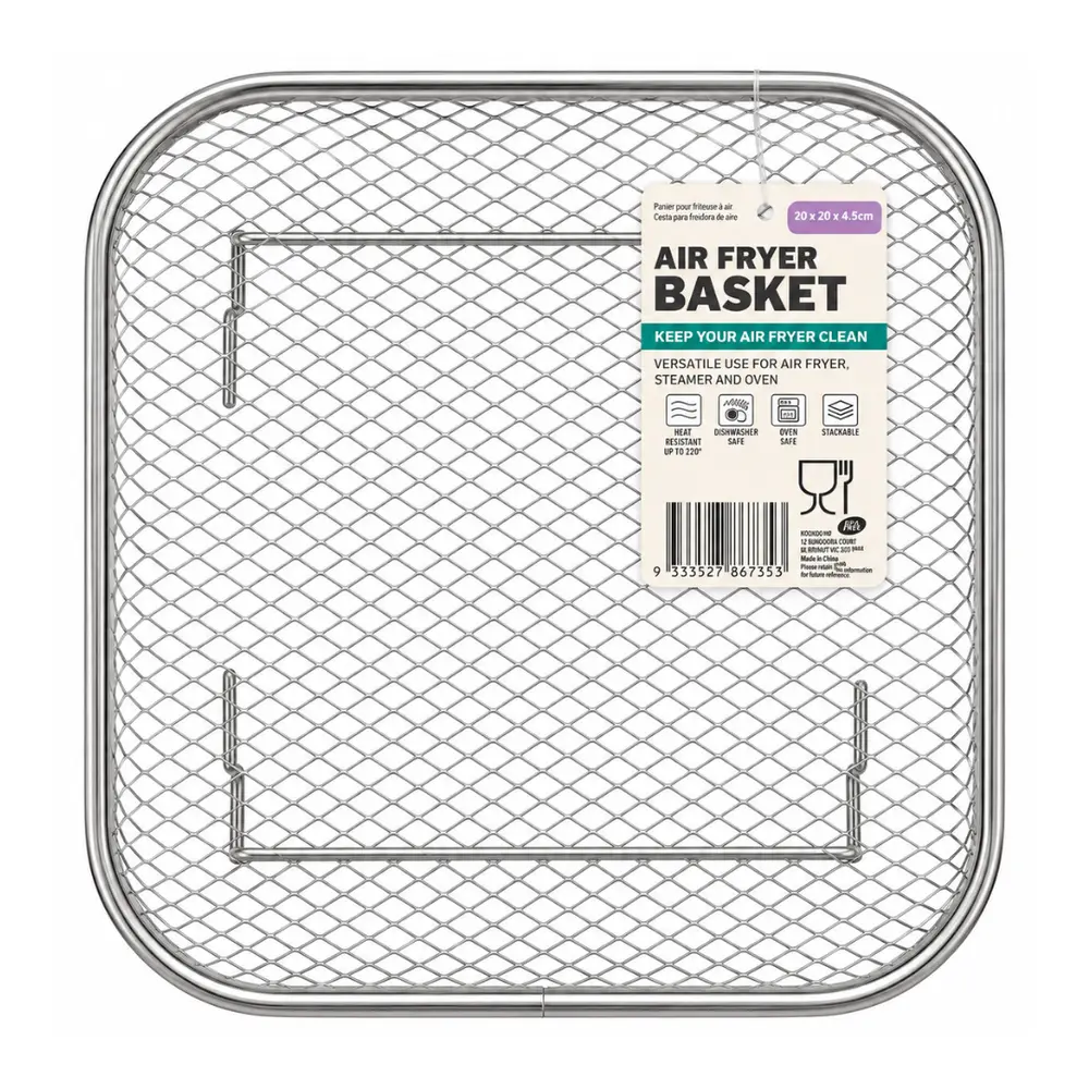 Rổ Lưới Inox Cho Nồi Chiên Không Dầu Hình Vuông, Square Stainless Steel Air Fryer Basket (20 x 20 x 4.5cm) - UNCLE BILLS
