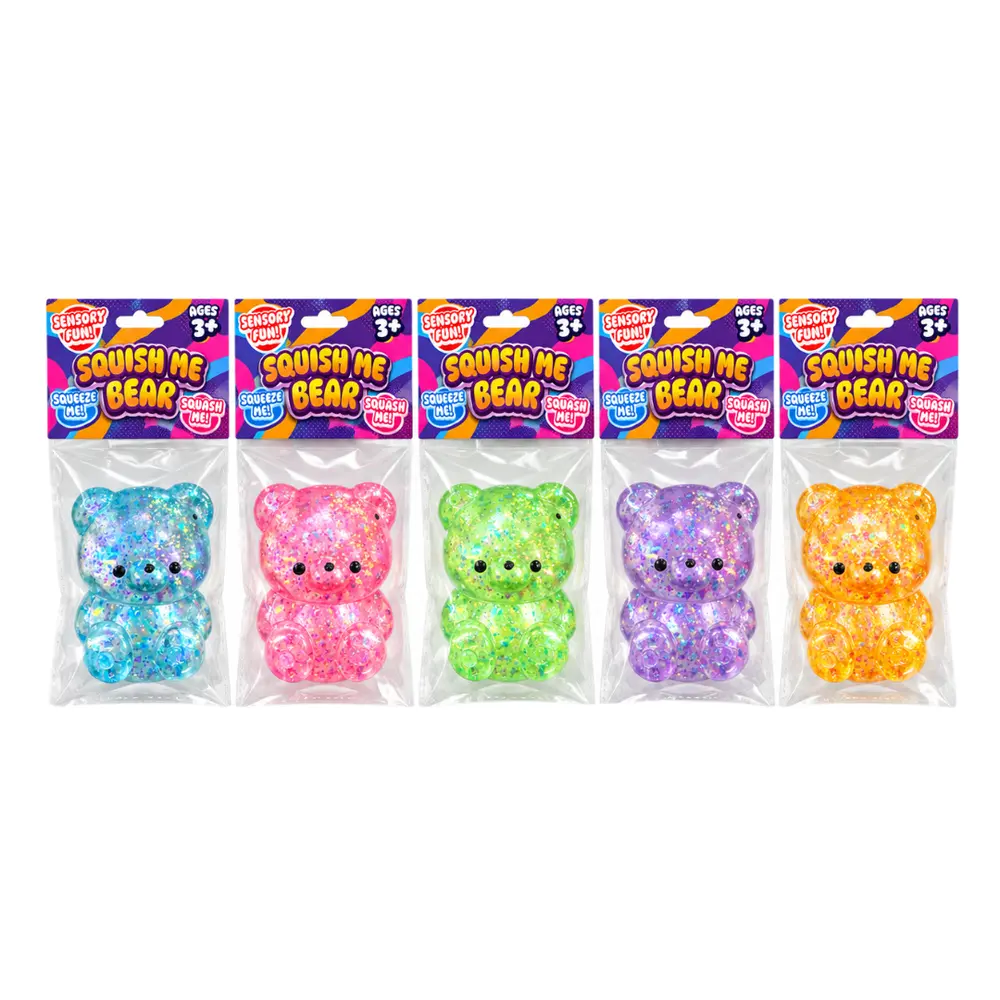 Đồ Chơi Bóp Kim Tuyến Hình Gấu (Nhiều Mẫu), Squish Me Bear, Squeeze Glitter Animal (5.5 x 7.5cm) - UNCLE BILLS