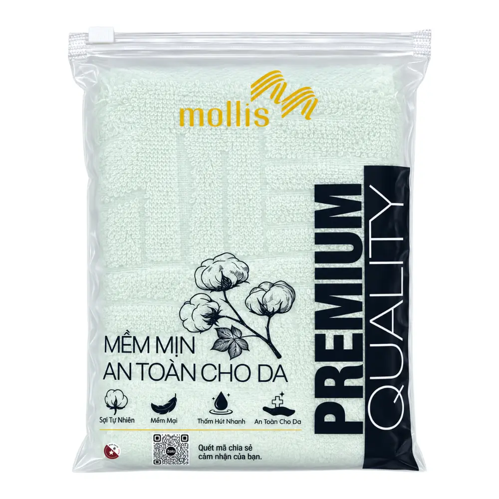 Khăn Mặt Mềm Mịn, Premium Quality Bamboo & Cotton Face Towel (40 x 78cm) - MOLLIS