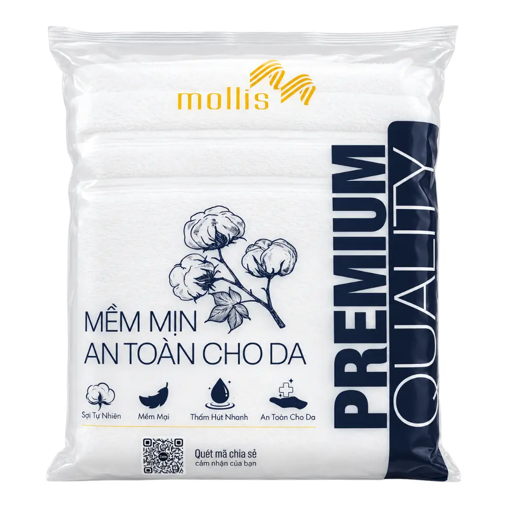 Khăn Tắm Mềm Mịn, Premium Quality Cotton Smart Yarn Bath Towel (60 x 100cm) - MOLLIS
